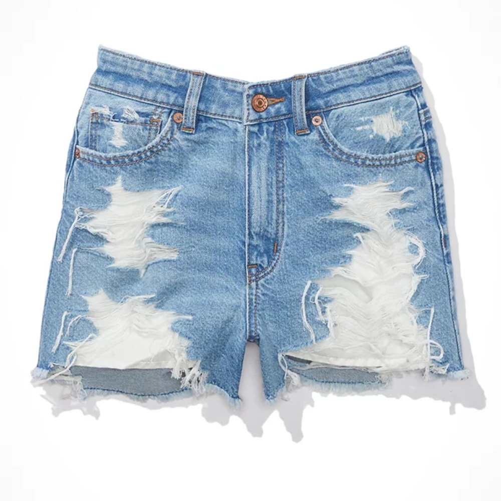 American Eagle Strigid Denim Mom Shorts Women's 8